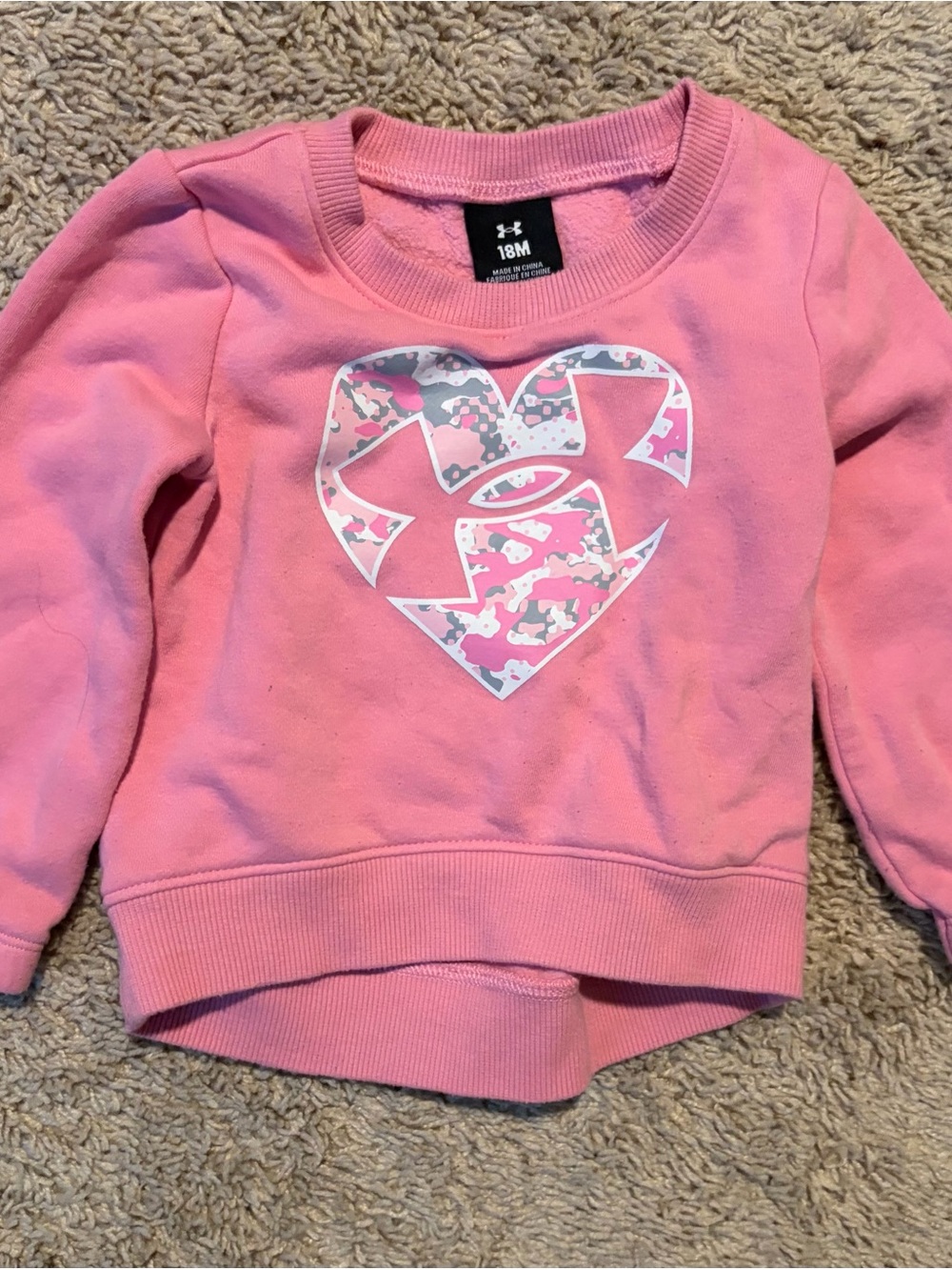 Under Armour Girls Pink Heart Logo Sweatshirt 18M